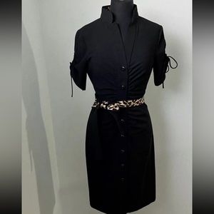 Black Ruched Dress with Reversible Belt 🛒 BOGO 50%